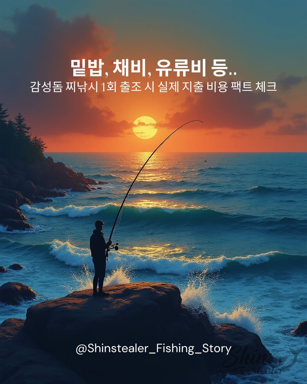 감성돔 찌낚시 1회 출조 시 발생하는 밑밥값, 채비 손실비, 유류비 및 식비를 항목별 수치로 정리한 실제 지출 비용 분석 표 이미지